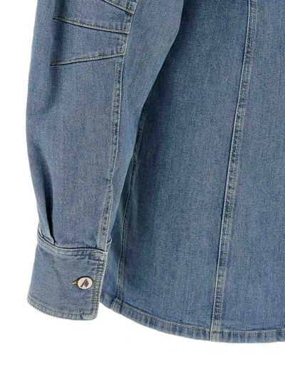 Attico Women Blue Shirt Collar Denim Mini Dress, Xs Luxury Dresses For Women Darveys