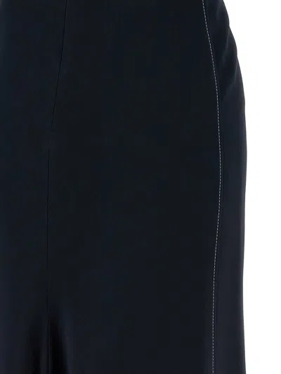 Victoria Beckham Womens Black Blouson-sleeve Fluid-cady Midi Dress In Blue