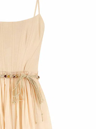 Zimmermann Wanderlust Corset Midi Dress In Coral Toile In Brown