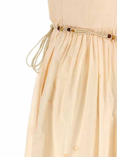 Zimmermann Wanderlust Corset Midi Dress In Coral Toile In Brown