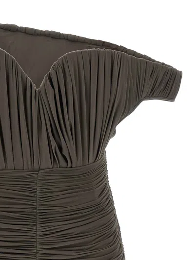 Magda Butrym Sculptural One-shoulder Mini Dress With Rose Petal Detail In Brown