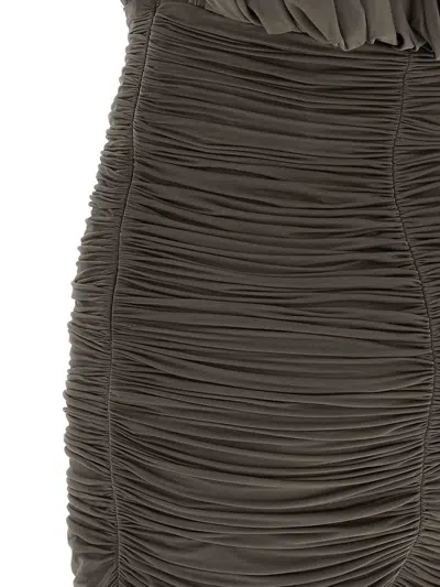 Magda Butrym Sculptural One-shoulder Mini Dress With Rose Petal Detail In Brown