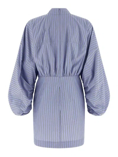 Zimmermann Drawstring Stripe Mini Dresses Light Blue In Blue