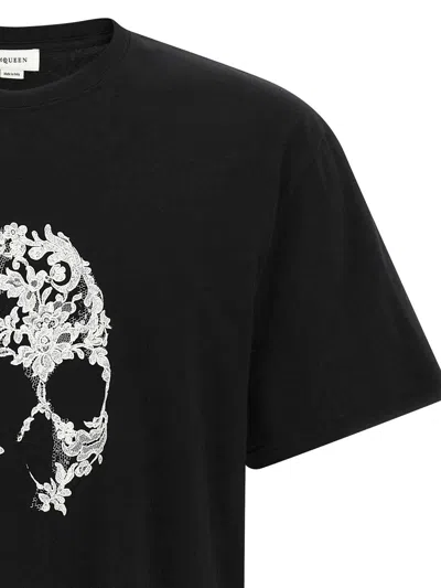 Alexander Mcqueen Crew Neck Graphic Print Short Sleeve T Shirt In Black