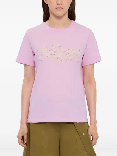 Msgm T-shirt With Decoration In Pink