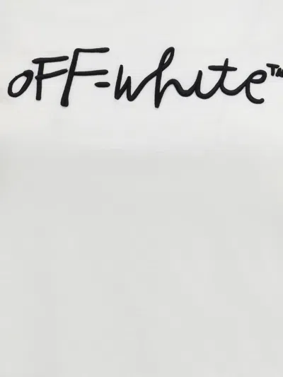 Off-white White Embroidered Script Fitted T-shirt In White