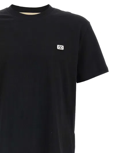 Valentino Logo-embroidered Cotton-jersey T-shirt In Black