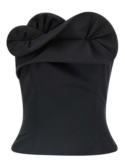 Magda Butrym Ruffled Wool And Silk Bustier Top In Blue