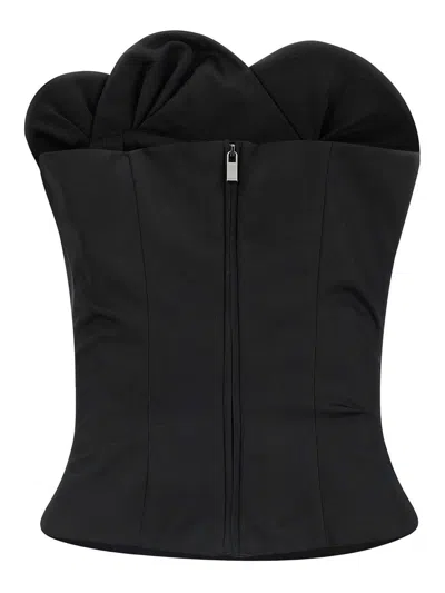 Magda Butrym Ruffled Wool And Silk Bustier Top In Blue