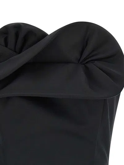 Magda Butrym Ruffled Wool And Silk Bustier Top In Blue
