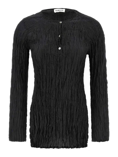 P.a.r.o.s.h Soph Blouse Button Detail Long Sleeves In Black