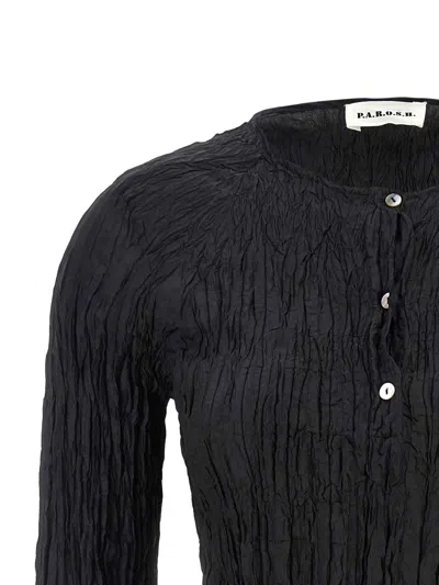 P.a.r.o.s.h Soph Blouse Button Detail Long Sleeves In Black