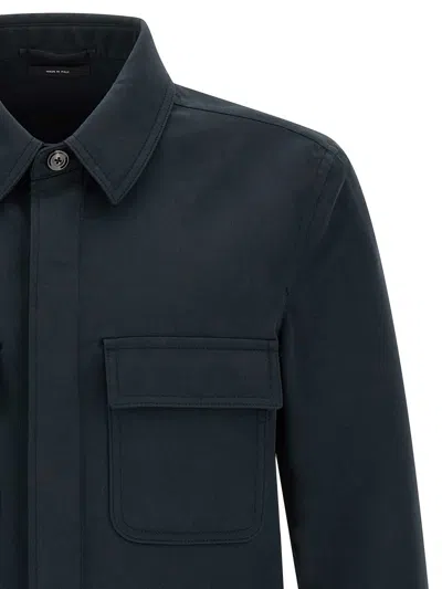 Tom Ford Overshirt With Front Concealed-buttons In Blue