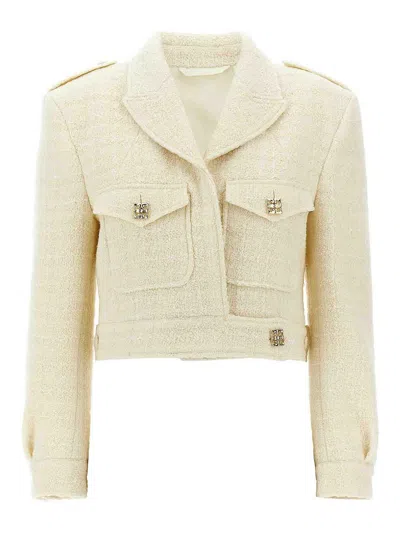 Givenchy White Jacket With Logo 4g Detail On The Buttons In Wool Blend Woman In White