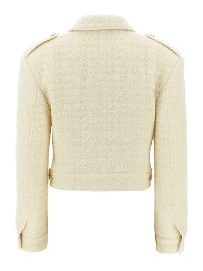 Givenchy White Jacket With Logo 4g Detail On The Buttons In Wool Blend Woman In White