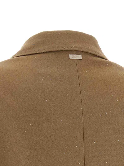 Herno Micro Sequin Double-breasted Blazer In Brown