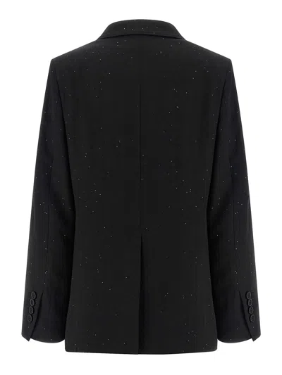 Herno Micro Sequin Double-breasted Blazer In Black
