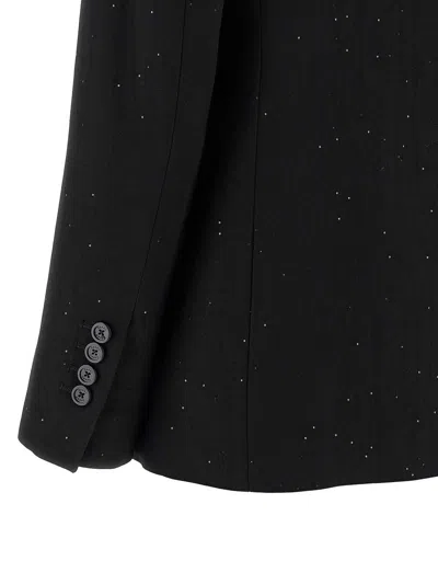 Herno Micro Sequin Double-breasted Blazer In Black