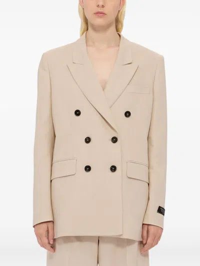 Msgm Double-breasted Blazer In Neutral