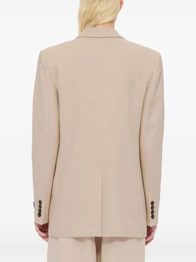 Msgm Double-breasted Blazer In Neutral