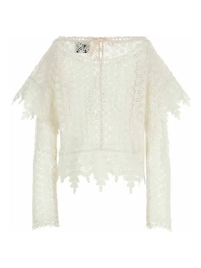 Isabel Marant Hyliana Knit Cotton Lace Top In White