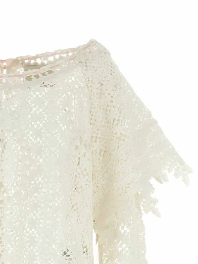 Isabel Marant Hyliana Knit Cotton Lace Top In White