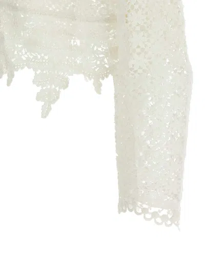 Isabel Marant Hyliana Knit Cotton Lace Top In White