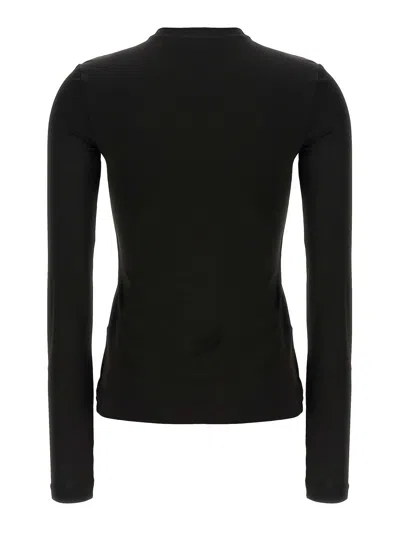 Off-white Fitted Long Sleeve Ribbed Crop T-shirt In Black
