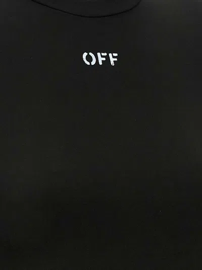 Off-white Fitted Long Sleeve Ribbed Crop T-shirt In Black