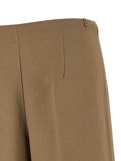 Herno Sequin Embellished Wide Leg Trousers In Brown