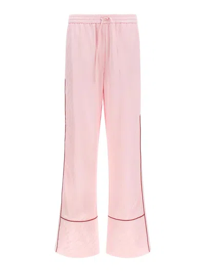 Off-white Women Pink Jacquard Satin Pajama Pants, 32 Luxury Pants For Women Darveys
