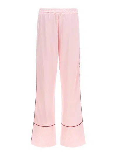 Off-white Women Pink Jacquard Satin Pajama Pants, 32 Luxury Pants For Women Darveys