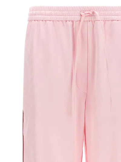Off-white Women Pink Jacquard Satin Pajama Pants, 32 Luxury Pants For Women Darveys