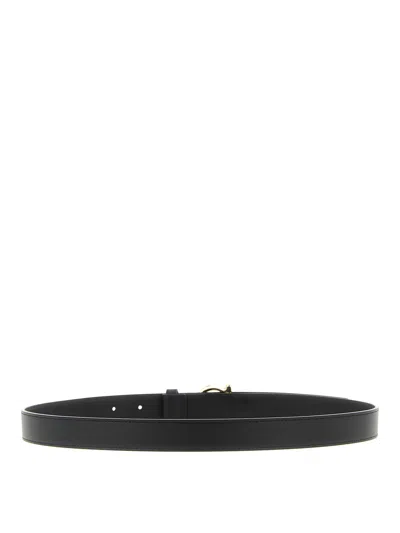 Ferragamo Black Gancini Solid Belt In Black