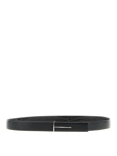 Tom Ford Reversible Python-print Buckle Belt In Metallic
