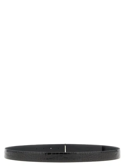 Tom Ford Reversible Python-print Buckle Belt In Metallic