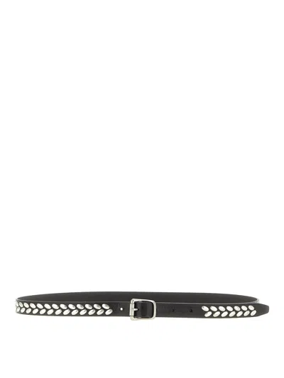 Lemaire Dark Blue Studded Buckle Belt In Black