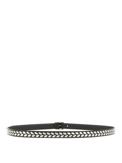 Lemaire Dark Blue Studded Buckle Belt In Black