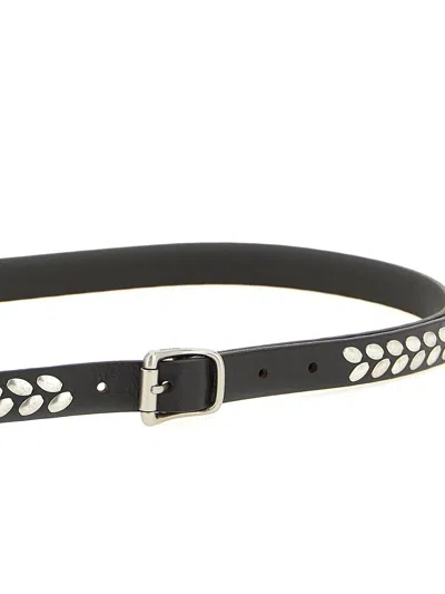 Lemaire Dark Blue Studded Buckle Belt In Black