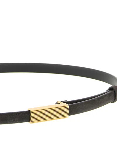 Khaite Brown Empire Solid Belt In Black
