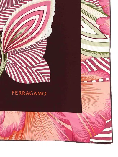 Ferragamo Brezza Square Scarf Bold Floral Pattern In Multi