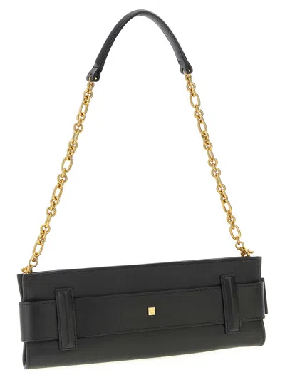 Balmain Anthem Buckle-detail Calfskin-leather Clutch In Black