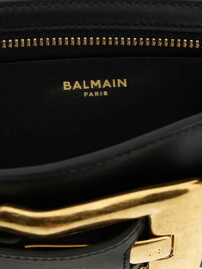 Balmain Anthem Buckle-detail Calfskin-leather Clutch In Black