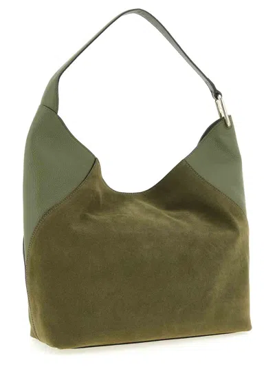 Furla Lara Large Suede Top Handle Shoulder Bag In Green