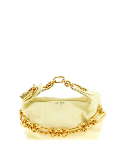 Balmain Sync Mini Chain Handbag Padlock Detail In Yellow