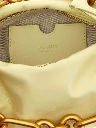 Balmain Sync Mini Chain Handbag Padlock Detail In Yellow