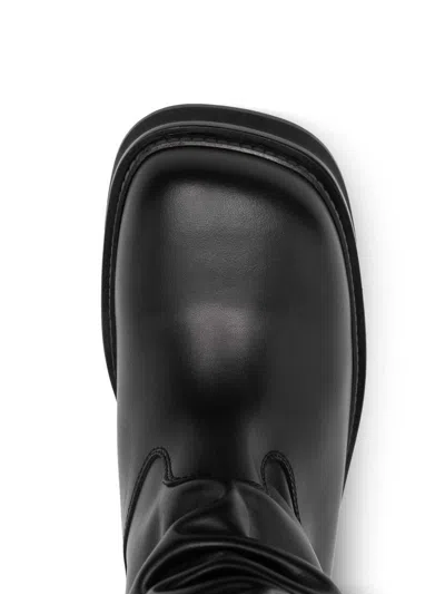 Attico 'passeggiata' Black Boots With Heel-tab And Rubber Sole In Leather Woman