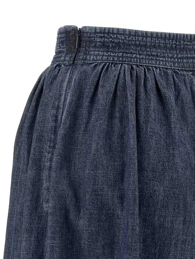 Valentino Garavani Balloon Fit Chambray Cotton Denim Pants In Blue