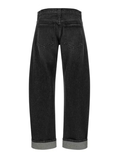 Khaite Black Denim Karo Low-rise Cuffed Jeans In Black