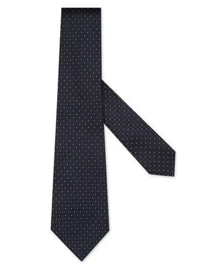 Zegna Patterned Silk Tie In Black